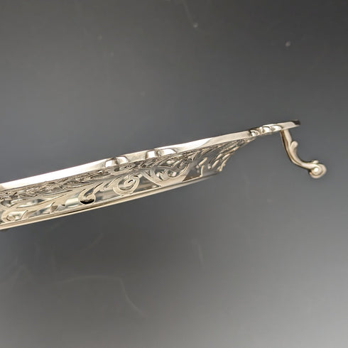 1905年 英国アンティーク 純銀製 ピアス装飾サルヴァ 直径26cm 484g William Mammatt